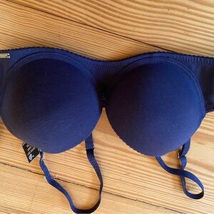 Nautica Navy cotton tee shirt push up bra NWT